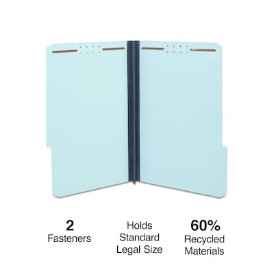 Staples® Pressboard Classification Folders, 2" Expansion, Legal Size, Light Blue, 25/Box (TR384870/384870)