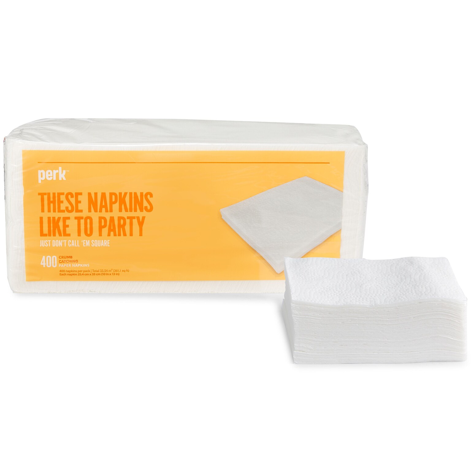 Perk™ Luncheon Lunch Napkin, 1-ply, White, 400 Napkins/Pack (PK28584)