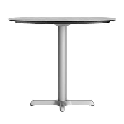 Flash Furniture Acadia 31.25" Round Wooden Dining Table with X-Base, Gray Faux Concrete/Silver Base (STRD31CGT2222S)