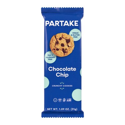 Partake Gluten Free Crunchy Chocolate Chip Cookie Snack Pack, 1.09 oz., 24/Pack (220-02417)