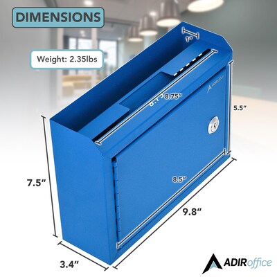 AdirOffice Steel Multipurpose Interoffice Mailbox Drop Box, Medium, Blue (631-02-BLU-PKG)