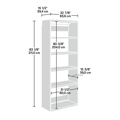 Sauder GarageCore 83H Wall Cabinet with 5 Shelves, White (441602)