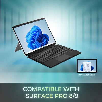 Adesso Aluminum 13" Portable Bluetooth Keyboard/Cover Case for Microsoft Surface Pro 8 & 9 & 10 & 11, Black (WKB-7040)