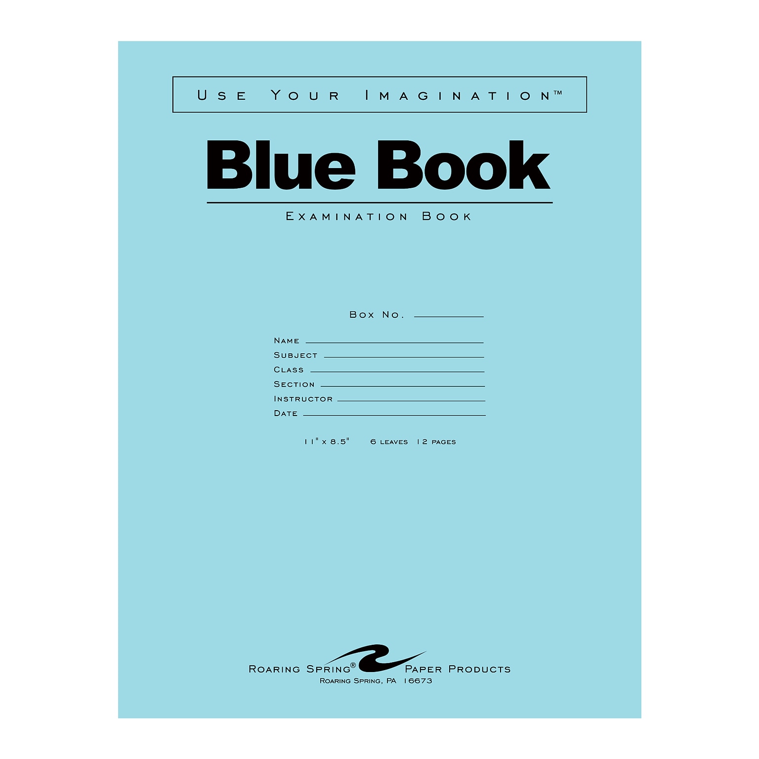 Roaring Spring Paper Products Exam Notebooks, 8.5 x 11, Wide Ruled, 6 Sheets, Blue, /Pack (77516CS)