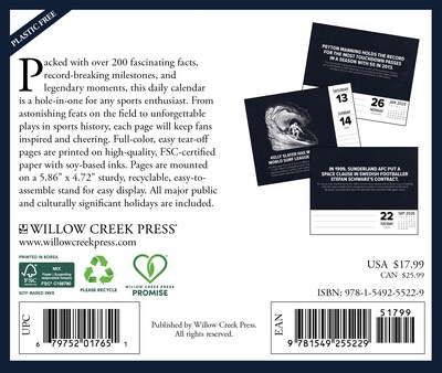 2026 Willow Creek Super Sports Stats & Facts 6.2 x 5.4 Day-to-Day Calendar (55229)