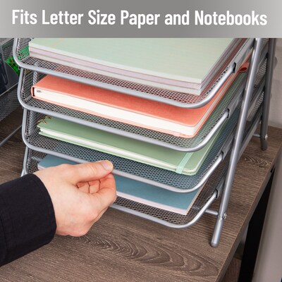 Mind Reader Metal Mesh Front Loading Letter Tray, Letter/Legal Size, Silver (4TPAPER-SIL)