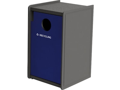 Commercial Zone EarthCraft Single-Stream Recycling Station, 32-Gallon, Gray/Blue (71SLFR32-02151)