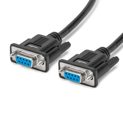 Rocstor 3.28' DB9 to DB9 Serial Null Modem Cable, Female to Female, Black (Y10C879-B1)