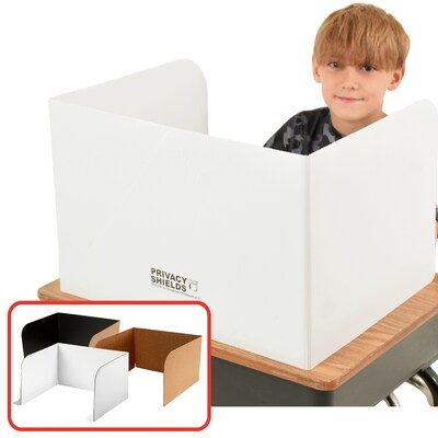 Classroom Products Foldable Cardboard Freestanding Privacy Shield, 13"H x 20"W, White, 40/Box (1340 WH)