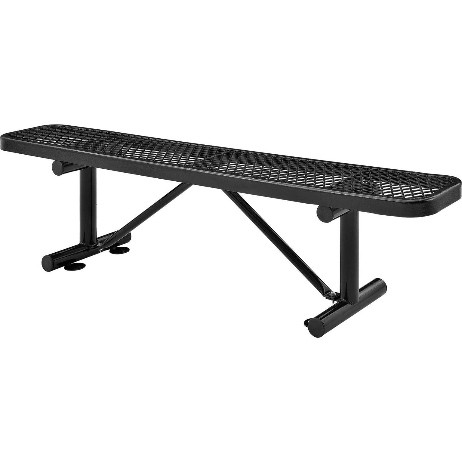 Global Industrial 8 Outdoor Steel Flat Bench, Expanded Metal, Black (277157BK)