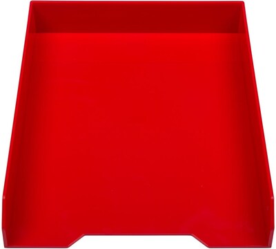 JAM PAPER Stackable Paper Trays, Red, Desktop Document, Letter, & File Organizer Tray, Sold Individually (344res)