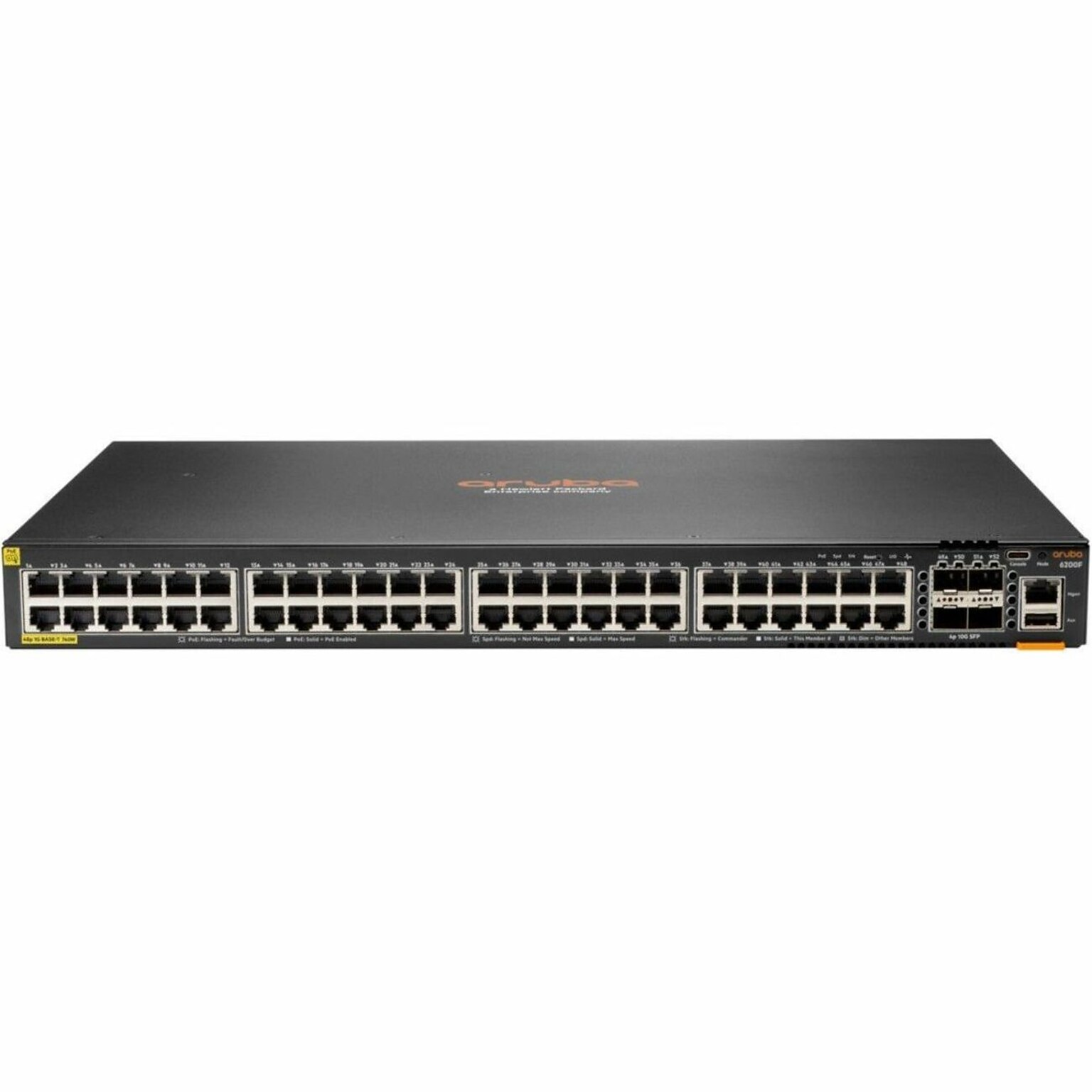 Aruba CX 6200F 48-Port Gigabit Ethernet PoE Managed Switch, 10Gbps, Gray (JL728B#ABA)