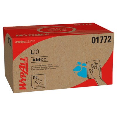 WypAll L10 Hydroknit Wipers, White, 110 Wipes/Box, 18 Boxes/Carton (01772)