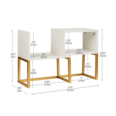 Mind Reader 3 Metal Desktop Bookshelf, 15.75" x 7.87" x 23.75", White (MDGDESK-WHT)