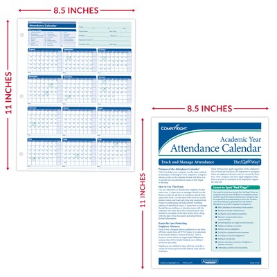 ComplyRight 2026-2027 Academic Year Attendance Calendar Cards, 50/Pack (A43005015)
