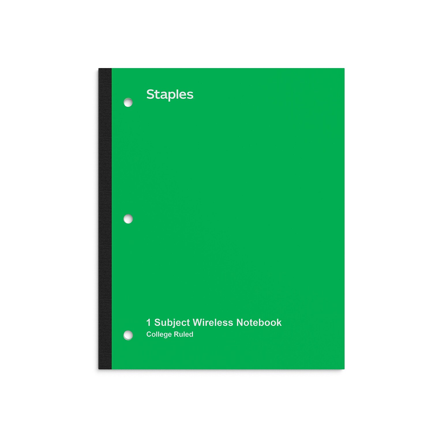 Staples Wireless 1-Subject Notebook, 8.5 x 11, College Ruled, 80 Sheets, Green (ST58380C)