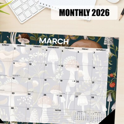 2026 Willow Creek Woodland Mushroom 17" x 12" Monthly Desk Pad Calendar (57186)