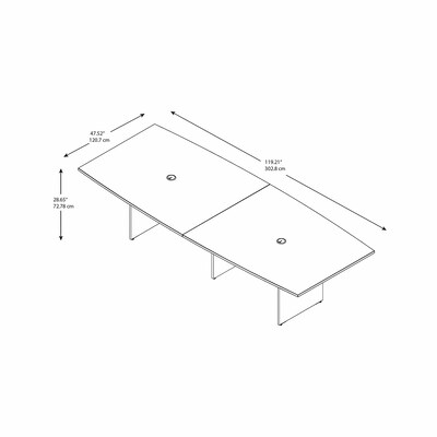 Bush Business Furniture 120W x 48D Boat Shaped Conference Table with Wood Base, Hansen Cherry (99TB12048HCK)