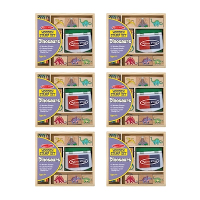 Melissa & Doug Dinosaurs Wooden Stamp Set, Assorted Colors, 6 Packs/Bundle (51174-CASE)