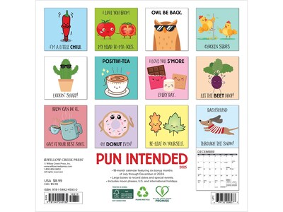 2025 Willow Creek Pun Intended 7" x 7" Monthly Wall Calendar (45930)