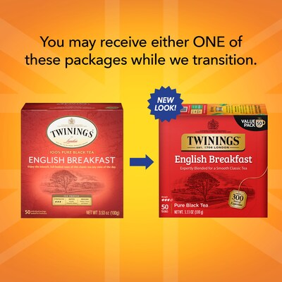 Twinings English Breakfast Black Tea Bags, 50/Box (F05331)