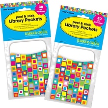 Barker Creek What a Square Peel & Stick Library Pockets, 60/Set (BC3828)