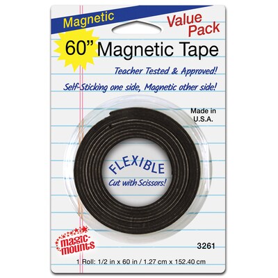 Magic-Mounts Magnetic Tape, 1/2 x 60, Black, 6/Bundle (MIL3261-6)