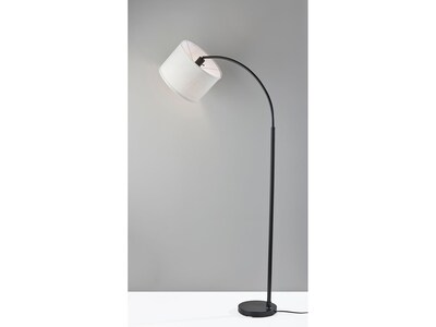 Simplee Adesso Jace 64" Matte Black Floor Lamp with Off-White Drum Shade (SL1145-01)