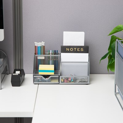 Mind Reader 7-Compartment Metal Desk Organizer File and Accessory Storage, Silver (JOEORG-SIL)