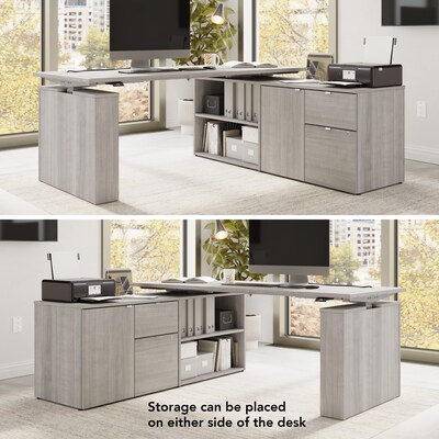 Bush Business Furniture Stratus 72W Electric Adjustable Standing Desk with Storage, Platinum Gray (SUT020PG)