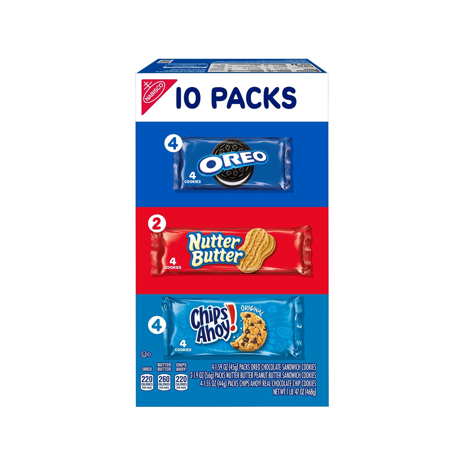 Nabisco Cookies Variety Pack, 16.36 oz., 10 Packs/Box (4400007836)