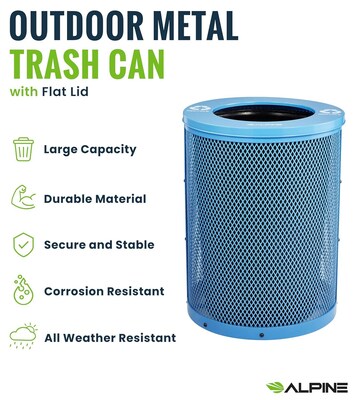 Alpine Industries 4460 Steel Mesh Outdoor Recycling Bin, 36 Gallon, Blue (ALP4460-01-C)