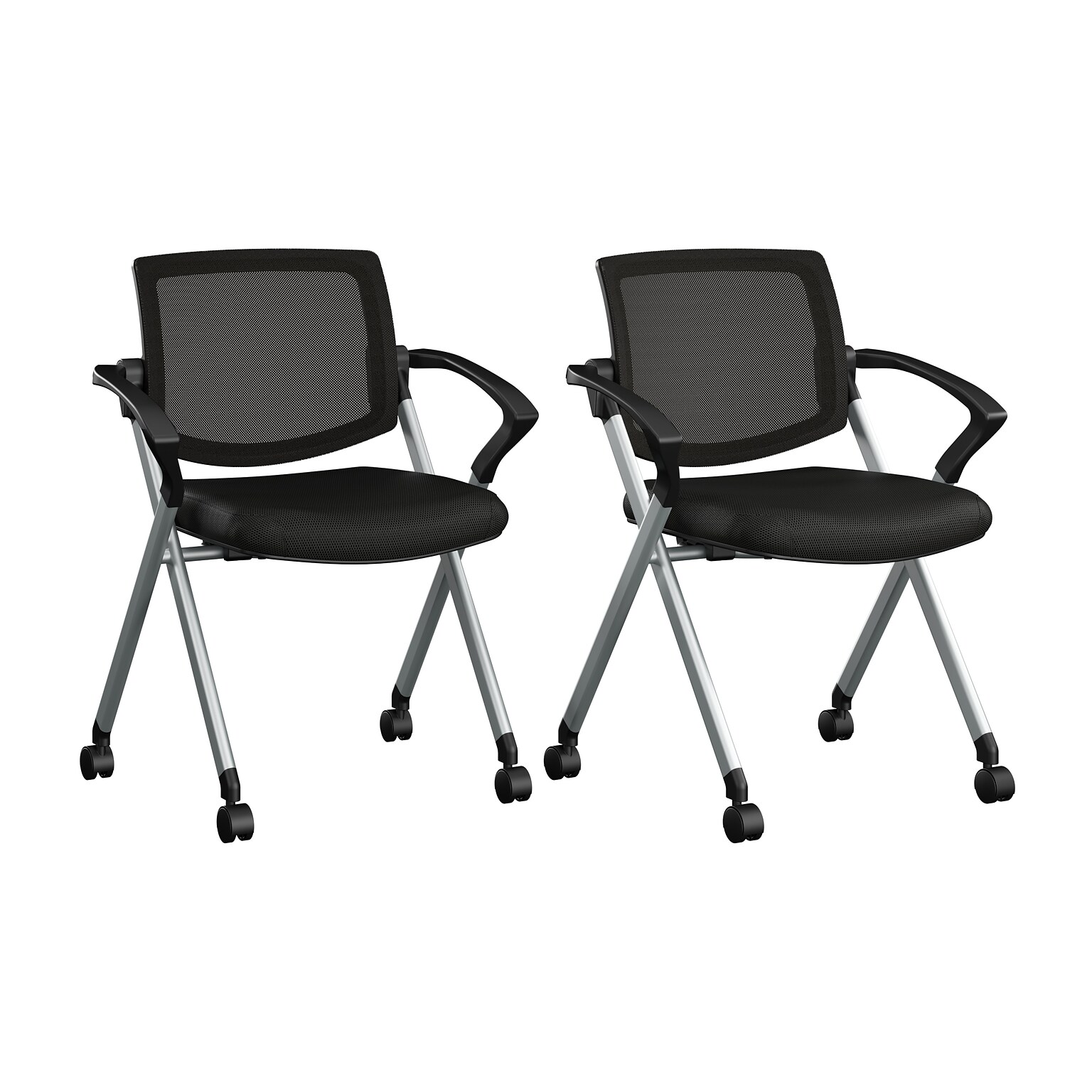 Bush Business Furniture Envision Mesh Folding Chairs with Arms, Black, 2/Set (CH4001BLF-03)