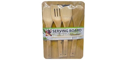 5 Pc Bamboo Board & Utensils Set