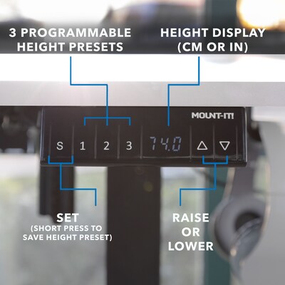 Mount-It! Large 63"W Electric Corner Adjustable Standing Desk, White/Black (MI-15017)
