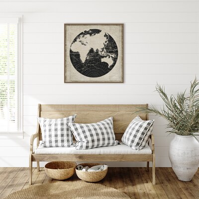 Amanti Art World News Map II by Elizabeth Medley Framed Canvas Wall Art Print, 30" x 30" (A42678299438)