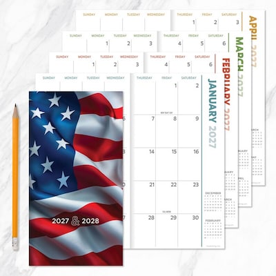 2027 TF Publishing American Flag 3.5" x 6.5"  Monthly Standard Planner, Paperboard Cover, Multicolored (27-7028)