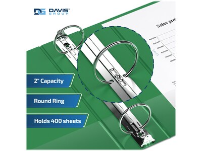 Davis Group Premium Economy 2" 3-Ring Non-View Binders, Green, 6/Pack (2313-04-06)