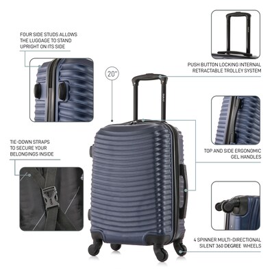 DUKAP Adly 20" Hardside Suitcase, 4-Wheeled Spinner, TSA Checkpoint Friendly, Navy Blue (DKADL00S-BLU)