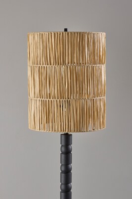 Adesso Norfolk 63"H Black Floor Lamp with Woven Paper Raffia Shade (4356-01)