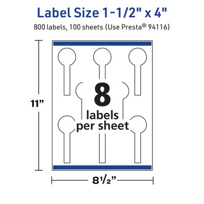Avery TrueBlock Laser/Inkjet Decorative Edge Multipurpose Labels, 1.5" x 4", White, 800/Box (94116)