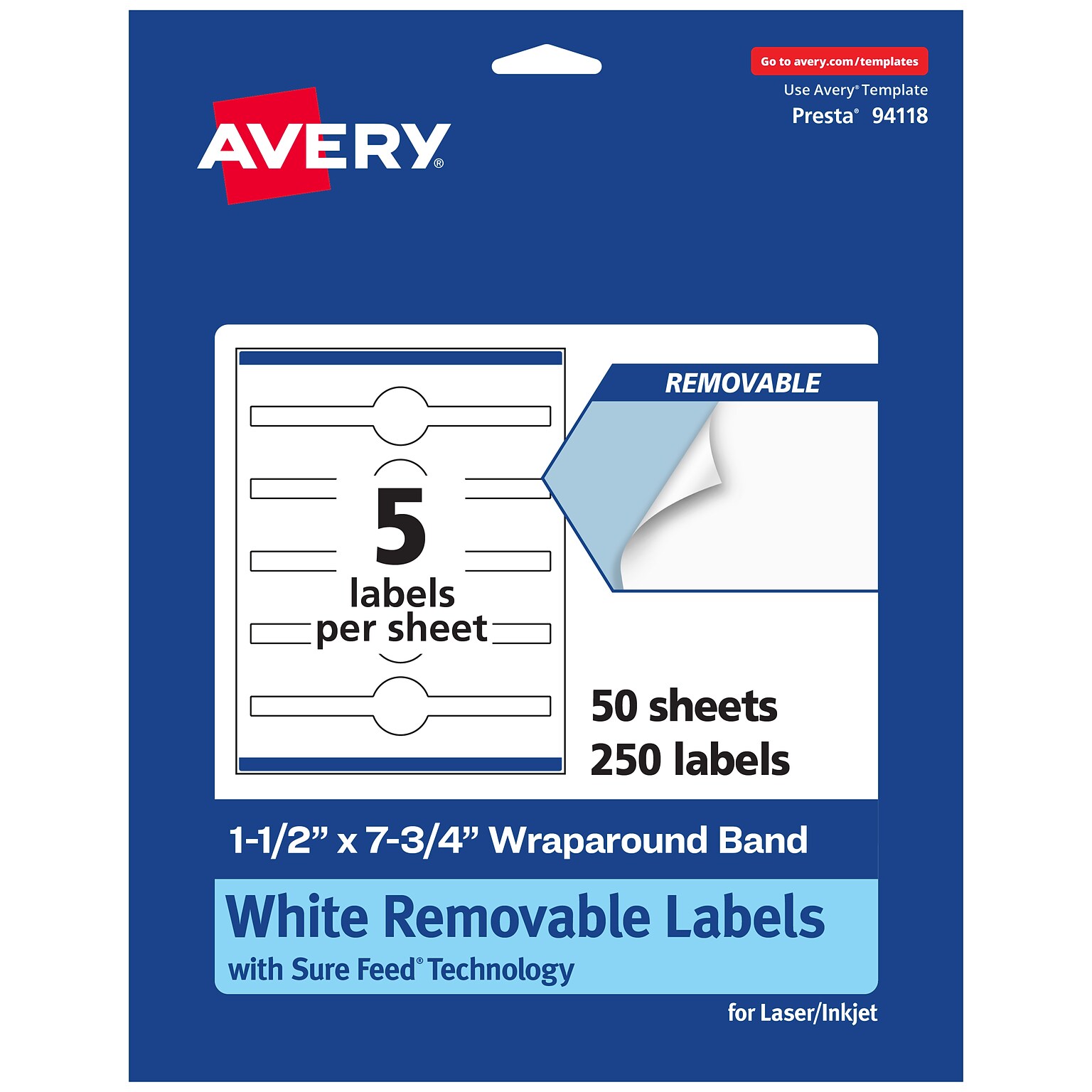 Avery Laser/Inkjet Decorative Edge Multipurpose Labels, 1.5 x 7.75, White, 250 Labels/Box (94118)