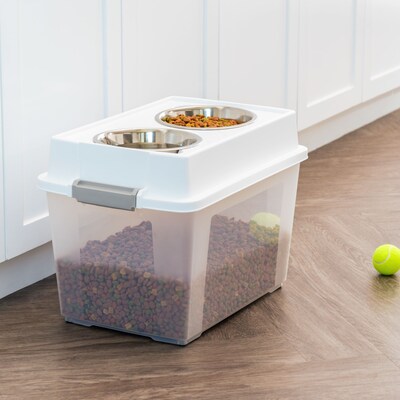Iris 45 Quart Aitight Feeder Container with Lid, Plastic, White (585113)