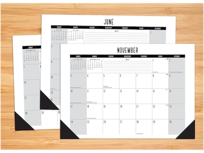 2024 Willow Creek Basic 17" x 12"Monthly Desk Pad Calendar, Black/White (38987)