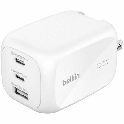 Belkin BoostCharge Pro GaN Wireless Charging Station, 100W, White (WCH016DQWH)