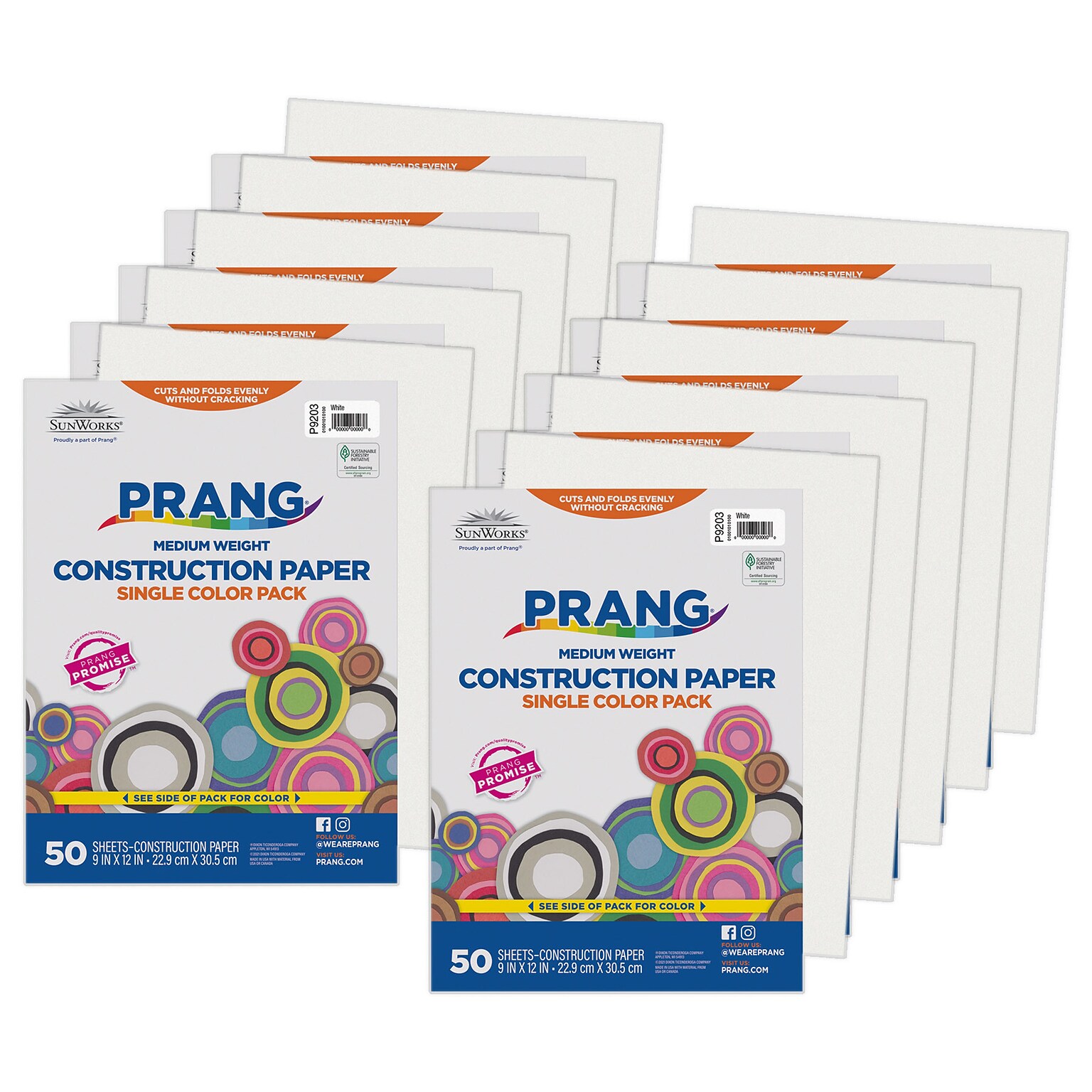Prang 9 x 12 Construction Paper, White, 50 Sheets/Pack, 10 Packs/Bundle (PAC9203-10)