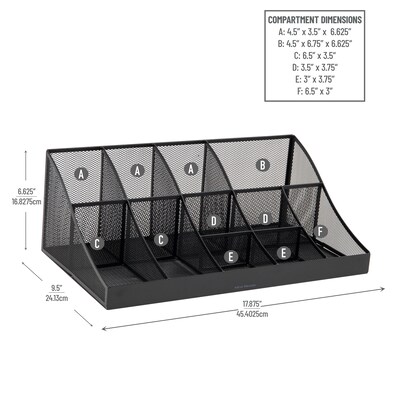 Mind Reader 11 Compartment Metal Coffee Cup and Condiment Organizer, Black (COMORGMESH-BLK)