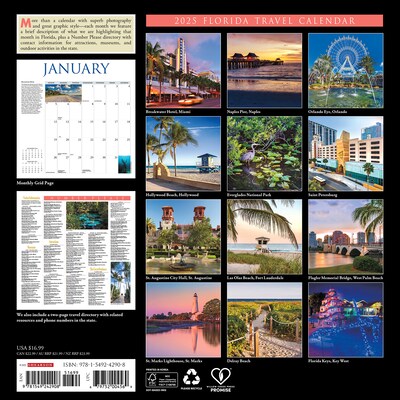 2025 Willow Creek Florida 12 x 12 Monthly Wall Calendar (42908)