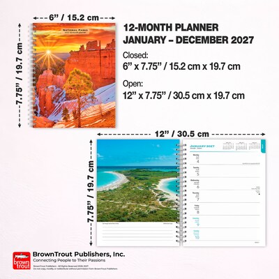 2027 BrownTrout National Parks 6.5" x 7.8" Calendar Year Weekly Standard Planner, Multicolor (9798330709403)