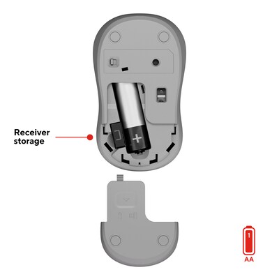 Staples TECH Wireless Ambidextrous Optical USB Mouse, Gray (ST63066)